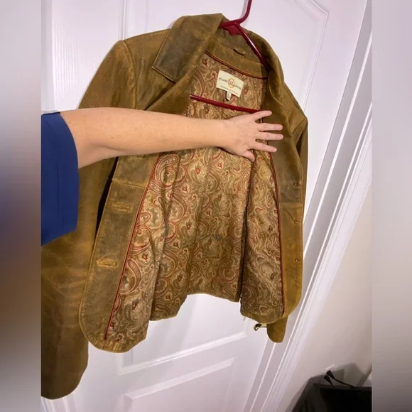 Y2K Wilsons Leather Distressed Leather Jacket Vintage Tan Large - Picture 3 of 8